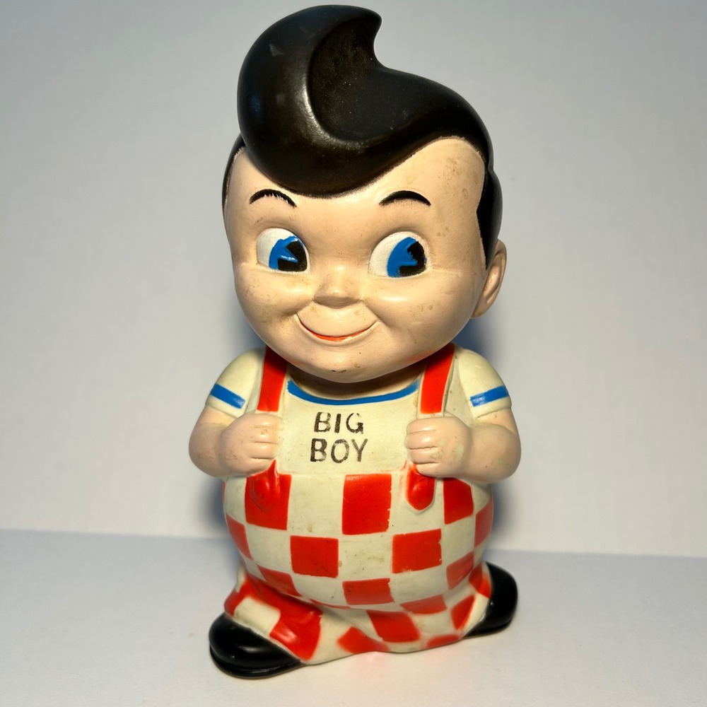 Vintage Bobs Big Boy Vinyl Coin Bank Niagara Plastics Erie PA Advertising Mascot